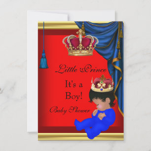 Invitación Elegante Baby Shower Niño Azul Rojo Principito 2