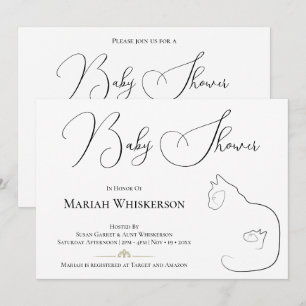 Invitación Elegante Baby Shower para el gato negro y blanco