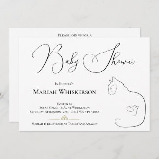 Invitación Elegante Baby Shower para el gato negro y blanco