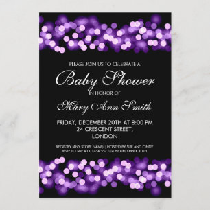Invitación Elegante Baby Shower Purple Hollywood Glam