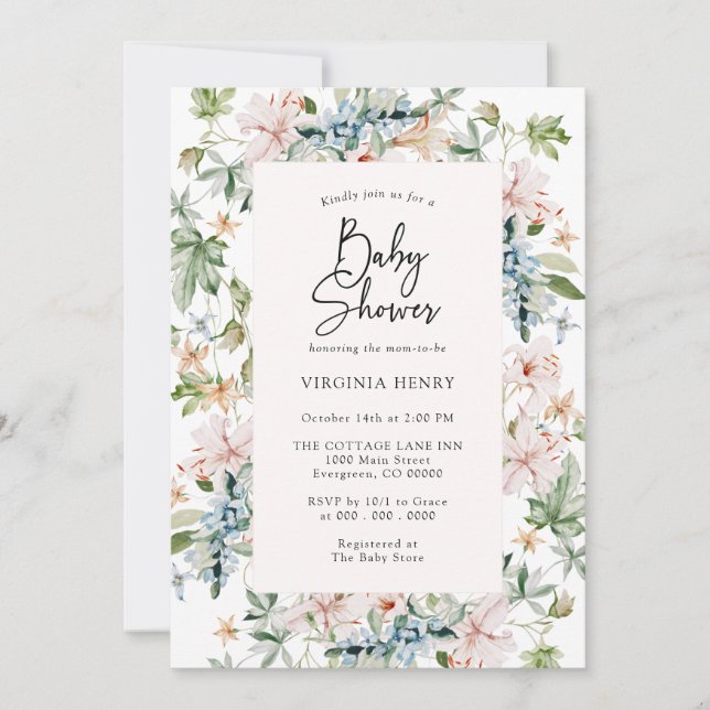Invitación Elegante Baby Shower rosa (Anverso)