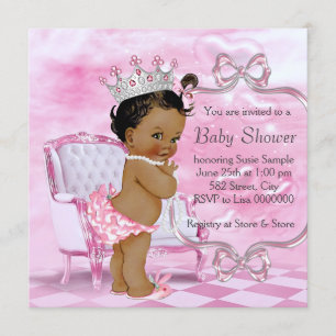 Invitación Elegante Baby Shower Rosa Africana Americana