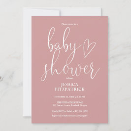 Invitación Elegante Baby Shower Rosa Polvo Todo En Uno