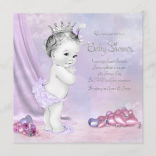 Invitación Elegante Baby Shower rosa y morado