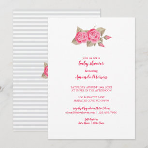 Invitación Elegante Baby Shower rosa y rosa blanco