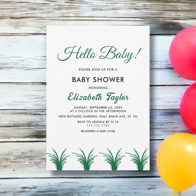 Invitación Elegante Baby Shower Rústico Green Grass Boho Fall (Subido por el creador)