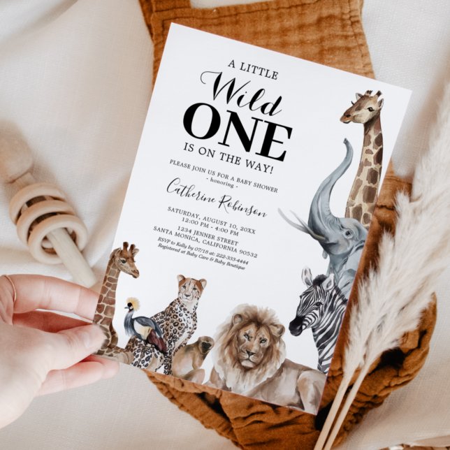 Invitación Elegante Baby Shower Safari de Wild One (Subido por el creador)
