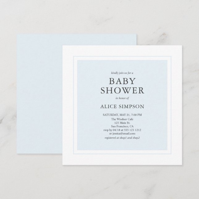 Invitación Elegante Baby Shower simple (Anverso / Reverso)