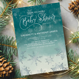 Invitación Elegante Baby Shower Snowflakes