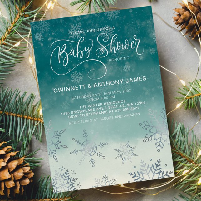 Invitación Elegante Baby Shower Snowflakes (Subido por el creador)