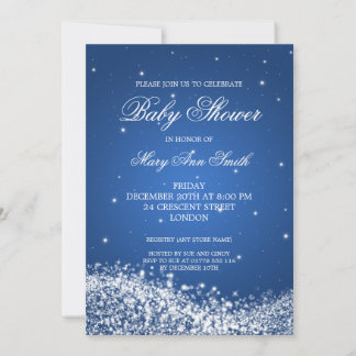 Invitación Elegante Baby Shower Sparkling Wave Blue