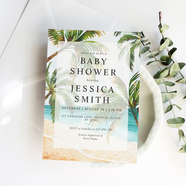Invitación Elegante Baby Shower Tropical Beach (Subido por el creador)