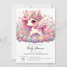Invitación Elegante Baby Shower Unicornio