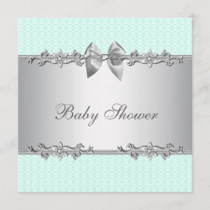 Invitación Elegante Baby Shower Verde Menta