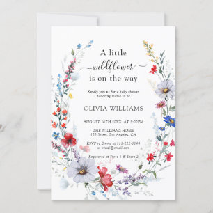 Invitación Elegante Baby Shower Wild Flower Meadow