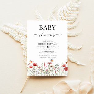 Invitación Elegante Baby Shower Wildflower