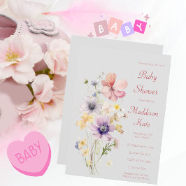 Invitación Elegante Baby Shower Wildflower