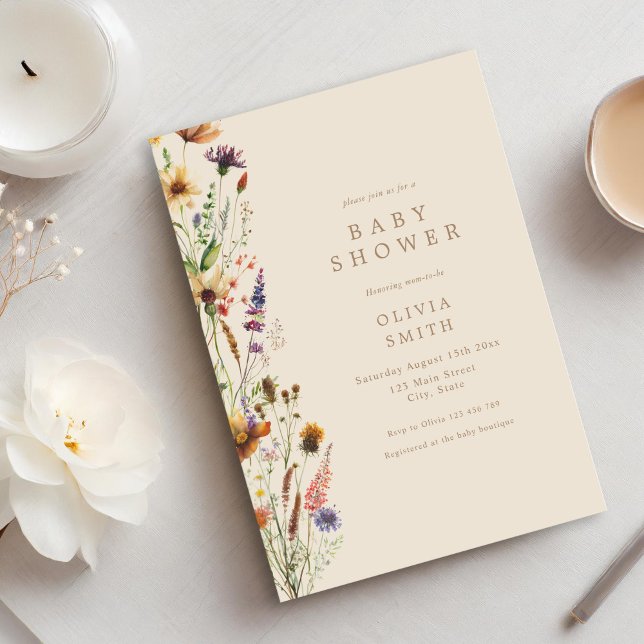 Invitación Elegante Baby Shower Wildflower (Subido por el creador)