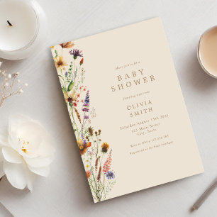 Invitación Elegante Baby Shower Wildflower