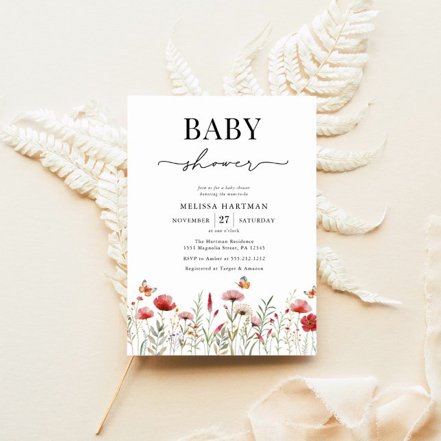 Invitación Elegante Baby Shower Wildflower (Subido por el creador)