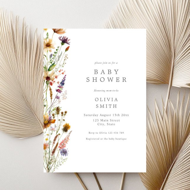 Invitación Elegante Baby Shower Wildflower (Subido por el creador)