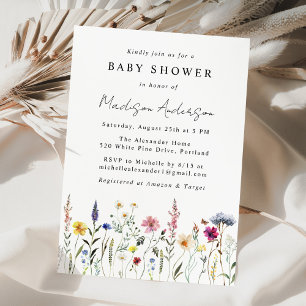 Invitación Elegante Baby Shower Wildflower Meadow