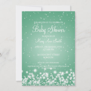 Invitación Elegante Baby Shower Winter Sparkle Mint