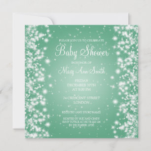 Invitación Elegante Baby Shower Winter Sparkle Mint