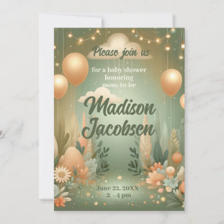 Invitación Elegante Baby Shower Woodland