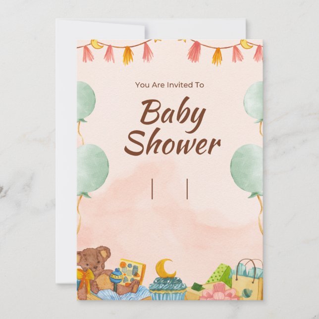 Invitación Elegante Baby Shower Woodland (Anverso)