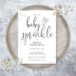 Invitación Elegante Baby Sprinkle Shower de negro y blanco
