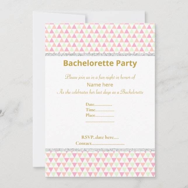 INVITACIÓN ELEGANTE BACHELORETTE BLANCO VERDE ROSA (Anverso)