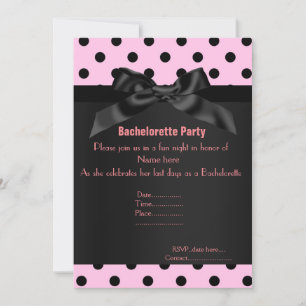 INVITACIÓN ELEGANTE BACHELORETTE DE PUNTO NEGRO ROSA