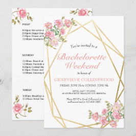 Invitación Elegante Bachelorette Floral Fin de Semana Itinera