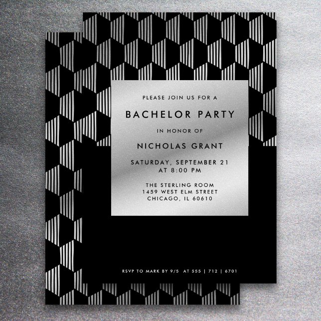 Invitación Elegante bachiller party Relieve metalizado platea (Subido por el creador)