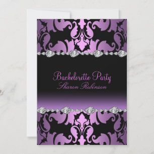 Invitación Elegante Bachillerato de Damasco Púrpura Invitado