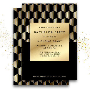 Invitación Elegante bachillerato de la fiesta del negro moder