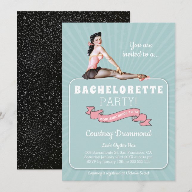 Invitación Elegante bachillerato retro negro Verde azulado (Anverso / Reverso)