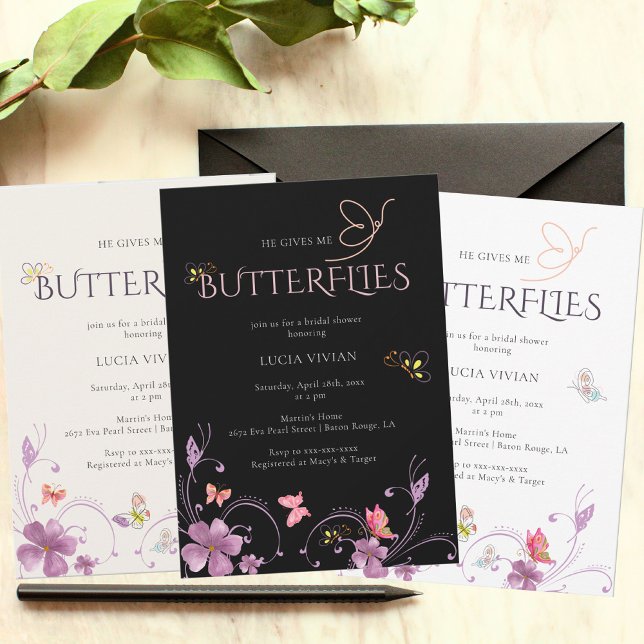 Invitación Elegante Baho Me Da Butterflies Ducha De Novias (Subido por el creador)