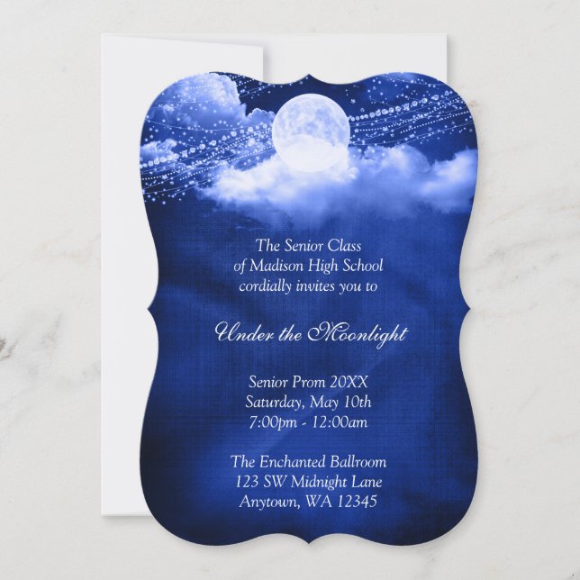 Invitación Elegante bajo la luna de baile formal (Anverso)