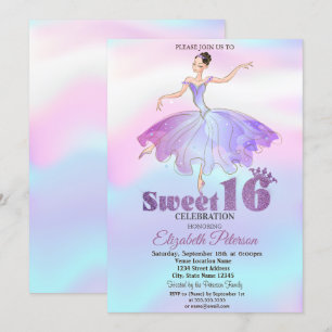 Invitación Elegante Ballerina Colorful Ombre Sweet 16