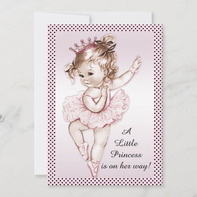Invitación Elegante Ballerina Princesa Baby Shower (Anverso)