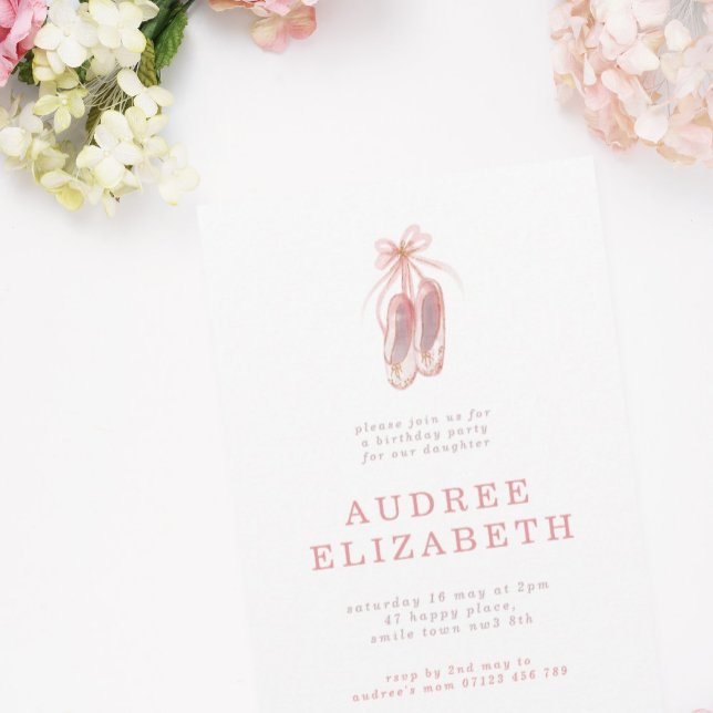 Invitación Elegante Ballerina Rosa Shoes Fiesta de Cumpleaños (Subido por el creador)
