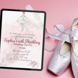 Invitación Elegante Ballerina y fiesta de cumpleaños de starp