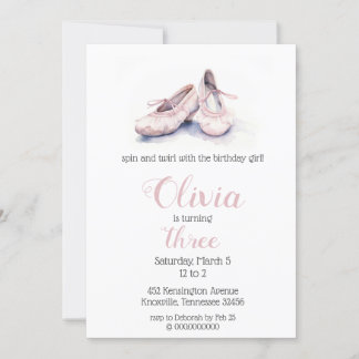 Invitación Elegante Ballet Rosa Shoes Ballerina Cumpleaños