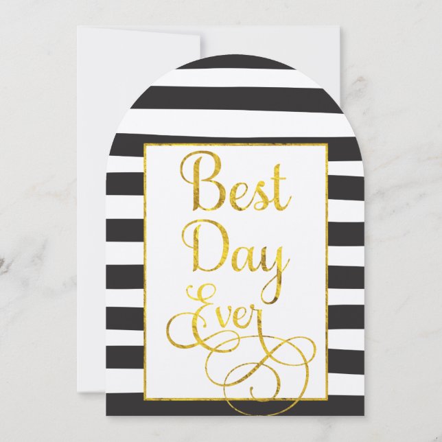 Invitación Elegante banda negra con Boda de elementos dorados (Reverso)