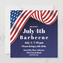 Invitación Elegante Bandera Americana 4 de Julio
