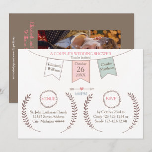 Invitación Elegante Banderín - Celebración de Boda de Pareja