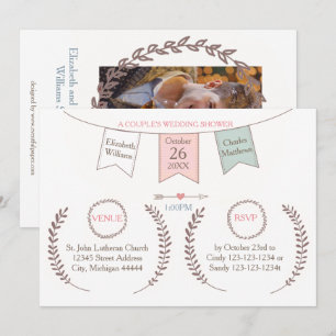 Invitación Elegante Banderín - Ducha de Boda de Pareja