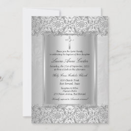 Invitación Elegante Baptismo/Christening de la Cruz de Damasc